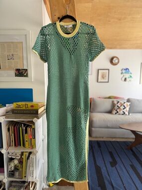 NWT Ph5 Perry Crotchet Short Sleeve Dress (M) teal